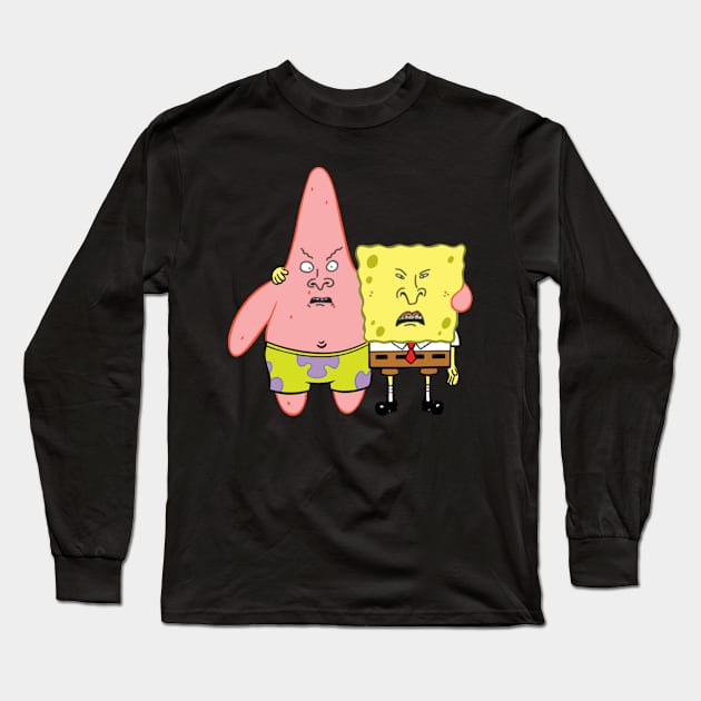 Beavis Butthead x Sponge Bob Parody Long Sleeve T-Shirt by MrWatanabe